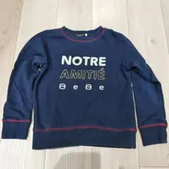 BeBe べべ トレーナー 120 ネイビー ロゴ 赤ステッチ キッズ