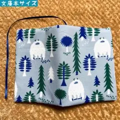 kippis (キッピス)生地　イエティ柄　ホワイト　文庫本サイズ　ブックカバー