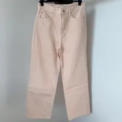 ユニクロ ワイドストレートジーンズ　ピンク 23