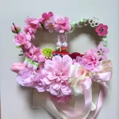 大人可愛い春ひな祭りリース♪アーティフィシャルフラワーリース♪