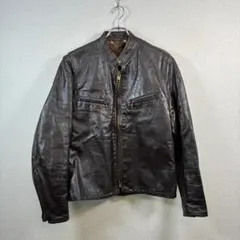 シングルライダース レザージャケット 焦げ茶　70s