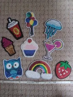 キラキラスパンコールワッペン9枚セット