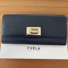 FURLA ネイビー レザー 長財布