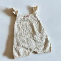 mamaraku 90cm フリル付きクリーム色ニットロンパース