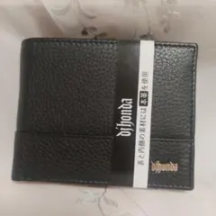 新品■dj honda メンズ 2つ折り財布 ブラック レザー 本革