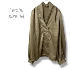 【サテンシャツ】Le:ciel 光沢感 長袖 ゆったり ゴールド ダブルボタン