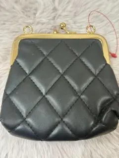 黒い合皮 コインケース がま口 財布