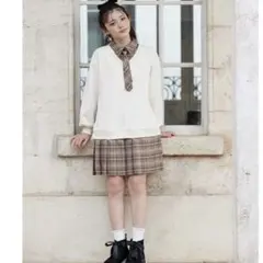 メゾピアノジュニア　ネクタイつきドッキングワンピース　160