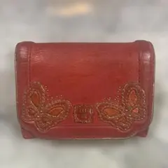 ANNA SUI 三つ折り財布 バタフライ レッド　レザーのサムネイル