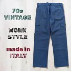 希少70sイタリア製★ヴィンテージカーゴパンツ★ユーロミリタリー70年代ネイビー