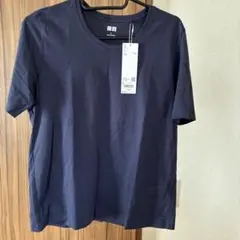 ユニクロ　スーピマコットンクルーネックT ネイビー　L