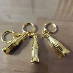 【新品3個】Coca-Cola ボトル ゴールド キーホルダー