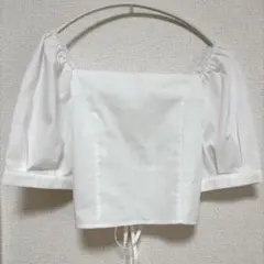 オフショルダー パフスリーブ ホワイトシャツINGNI