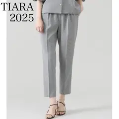 25SS TIARA ティアラ　2タックテーパードパンツ　ホワイト×ブラック