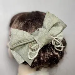 結婚式 和装髪飾り 和装リボン 打掛 帯リボン 振袖 ヘッドドレス シルバー