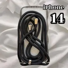 うねうね 透明ブラック iPhone14ケース スマホショルダー スマホケース