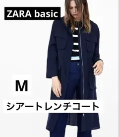 Zara ネイビーシアーミリタリートレンチコートのサムネイル