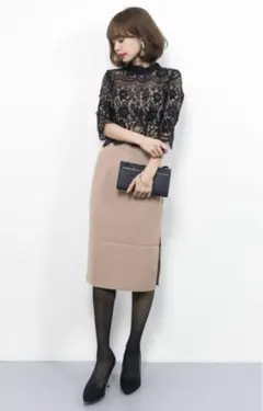 新品【my shawty】 Mサイズ　レース切り替えドレス　バイカラー