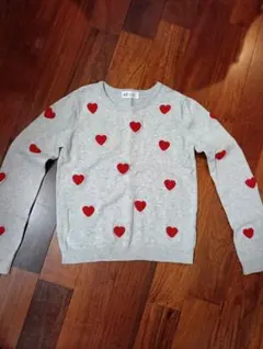 H&M ハート柄 グレーセーター140