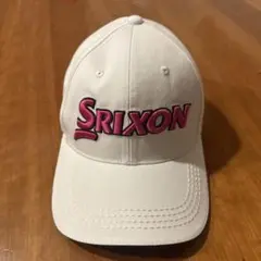 Srixon 刺繍ロゴ キャップ ホワイト　ロゴピンク