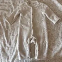 もこもこ ロンパース クリーム色 動物柄