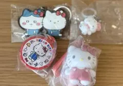 キティ4個set　クッキー缶　カラビナマスコット　ふわふわスノー　ちいかわコラボ