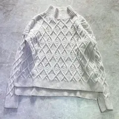 ナノユニバース タートルネックケーブルニット F ホワイト系 ウール ゆったり