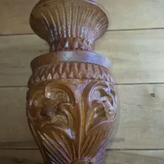 タイ製 木彫り 置物 花瓶 アジアン