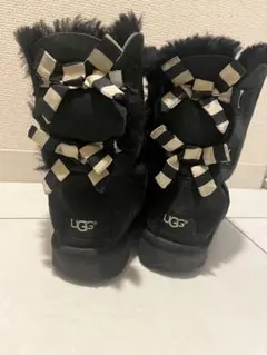 UGG ブーツ　23 白黒リボン　クリーニング済