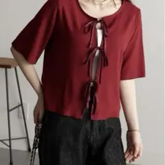 RANAN リボンポイントトップス レッド