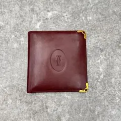 カルティエ マストライン 二つ折り財布 赤 バーガンディ