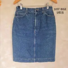 ビギ東京 JUST BIGE デニムスカート【S相当】膝丈 タイト ネイビー