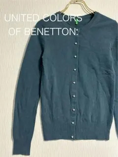 BENETTON ベネトン パールボタン カーディガン ニット ブルー アウターのサムネイル