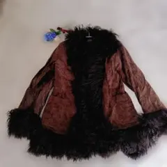 GUESS フェイクファー ムートンコート ブラウン