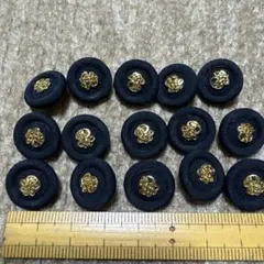 ネイビー布製シャンクボタン 15個セット