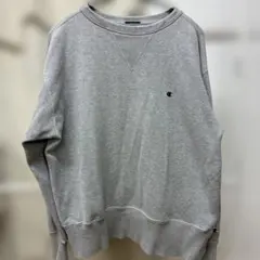 Champion グレー 前V クルーネックスウェット Lサイズ相当
