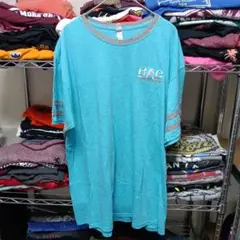 90s海外製ユニセックス古着Мメンズ水色RACロゴtシャツ海外直輸入