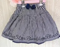 メゾピアノ♥ギンガム♥ロゴ刺繍スカート♥130cm♥紺色のサムネイル