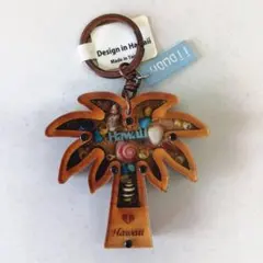 ハワイ ヤシの木 木製キーホルダー