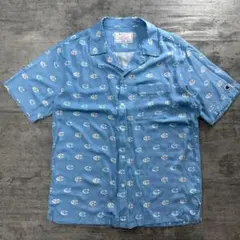 Champion レーヨン100% アロハシャツ 総柄 開襟 半袖 M アメカジのサムネイル