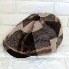 チェック柄 ベレー帽 ウール風　おしゃれ 暖かい