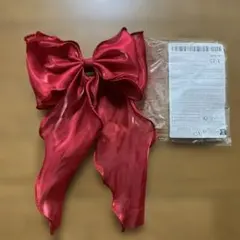 リボン バレッタ 赤 2個セット