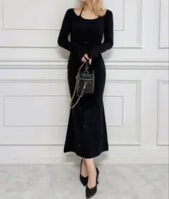 ROYAL PARTY スパンコールニットタイトワンピース