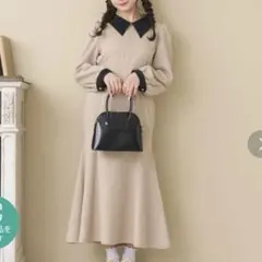 【新品タグ】レトロガールems excite バイカラーワンピース　ベージュ