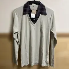 UNIQLO コンビネーションT Lサイズ ベージュ/チェック