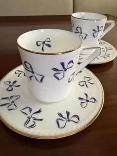 Yves Saint Laurent リボン模様 カップ・ソーサー　2客