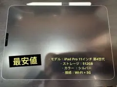 ✨iPadPro11インチ 第4世代 Wi-Fi+ Cellular 512GB