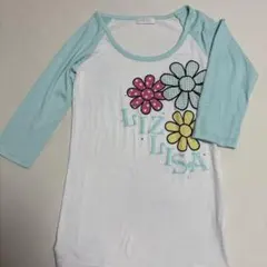 LIZ LISA 七分袖カットソー 花柄 ラインストーン　S〜Mサイズのサムネイル