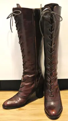 apres アプレ レースアップロングブーツ　ダークブラウン 22.5ｃｍ