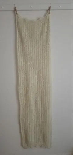 ハンドメイド マフラー アイボリー レース